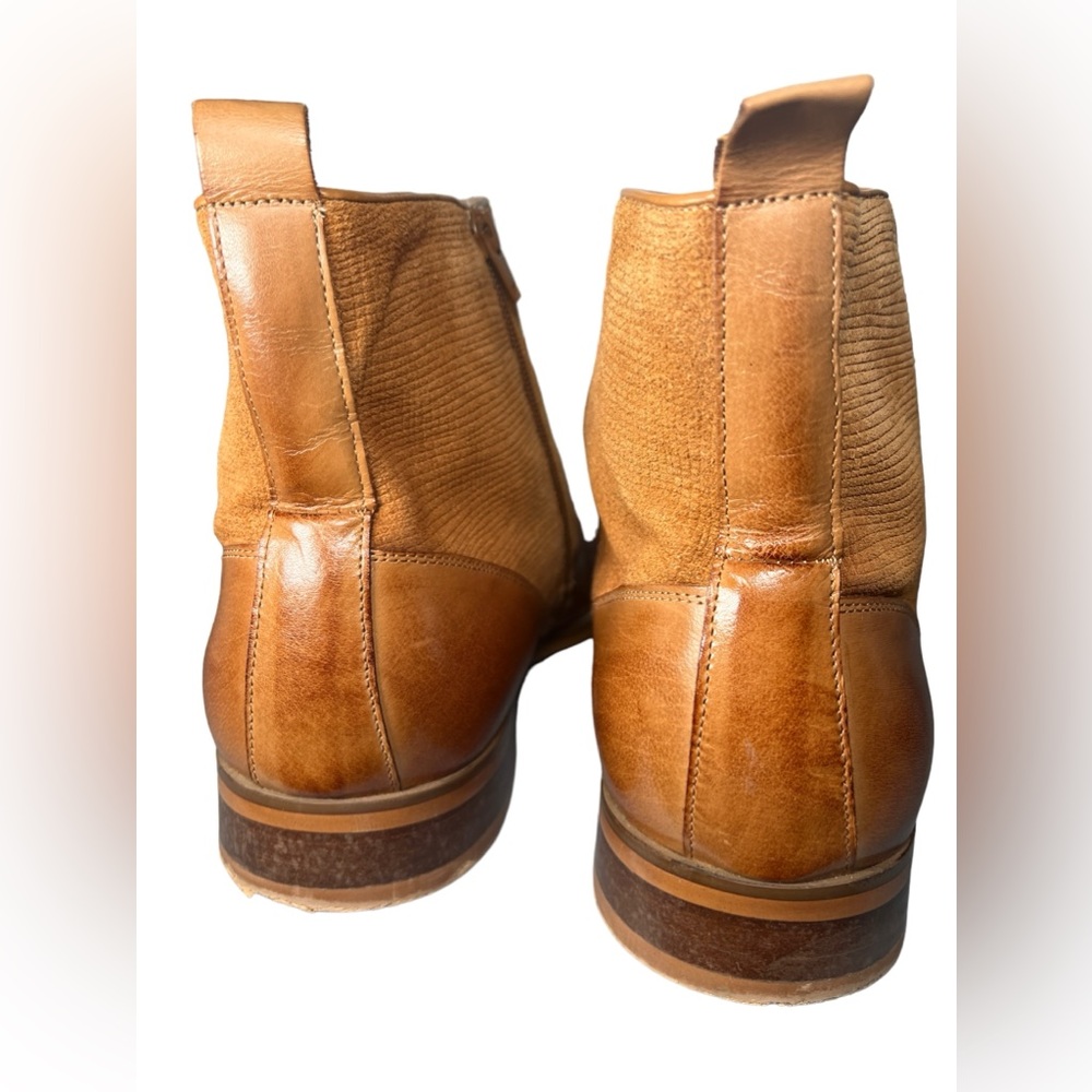 Giovanni Kendrick Leather Ankle Boot Tan Mens 13 Wool Felt Accent - Picture 8 of 11